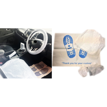 100 x 5 in 1 KIT Schutzfolie f&uuml;r KFZ - FUSSRAUM SCHONBEZUG SITZ HANDBREMSE etc